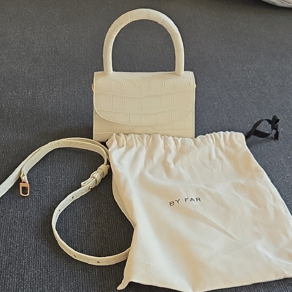 By Far Cream Croc-Embossed Women's Bag
